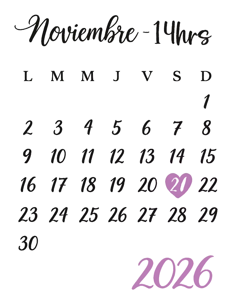 Calendario Boda Noviembre 2026